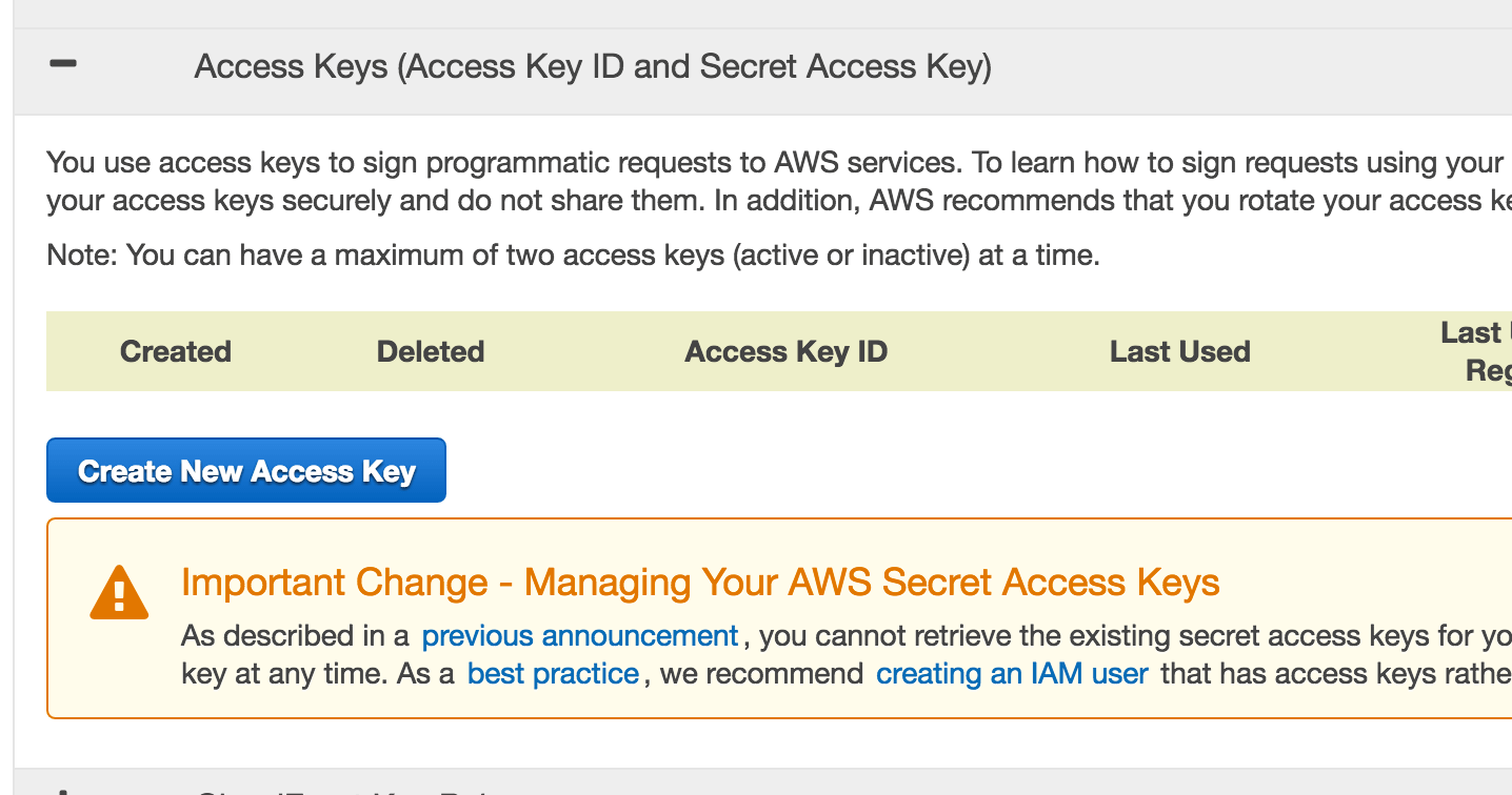 Create SES access keys