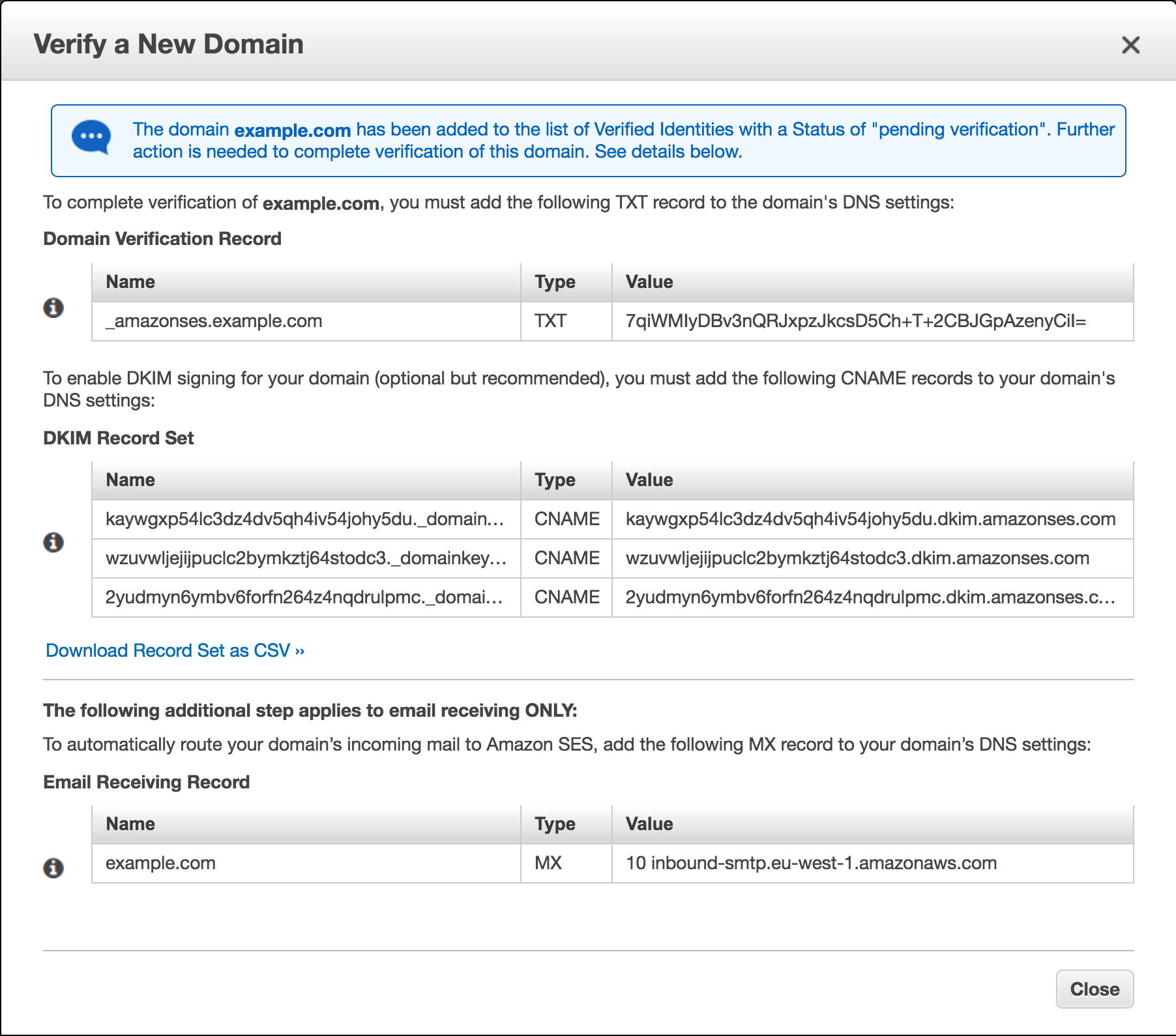 verify domain namespace settings