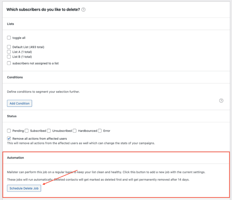 Delete Subscribers – Mailster Knowledge Base