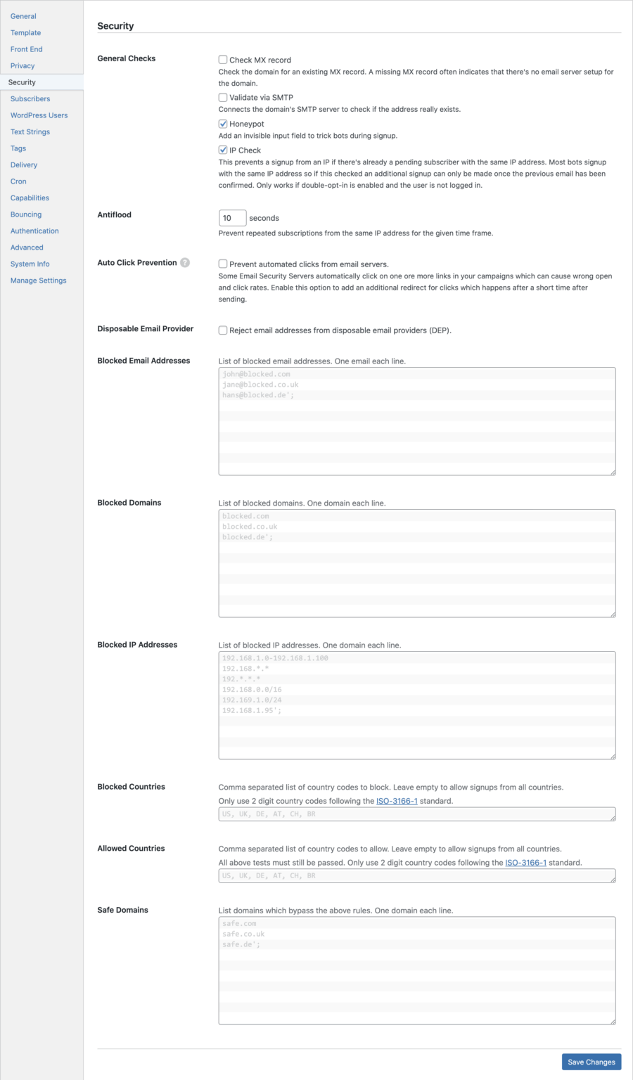 Security Settings – Mailster Knowledge Base